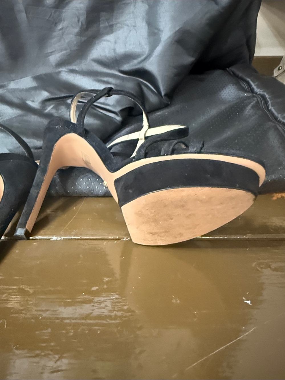 Pelle Moda Black Strappy Suede Heeled Sandals - Picture 3 of 5